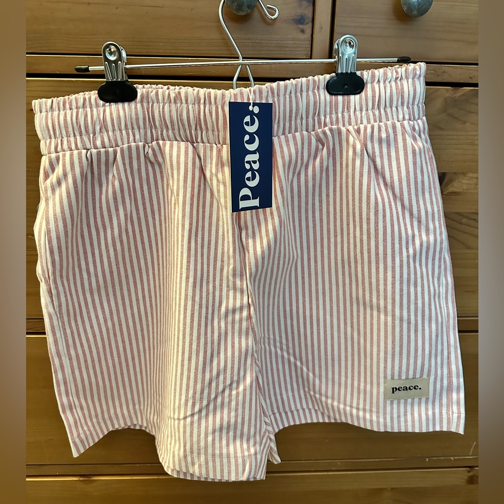 Peace Collective Red Striped Shorts